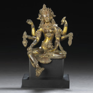 figura de bronce dorado Vasudhara de Himalaya